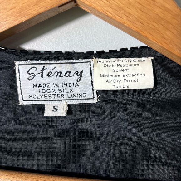 Vintage 90s Stenay Black Silk Beaded Jacket Blouse Women’s Small Evening - Picture 3 of 10